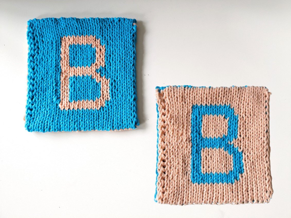 Blog-Inhaltsbild für 'Kostenlose Strickanleitung für ein "B" - in Doubleface'