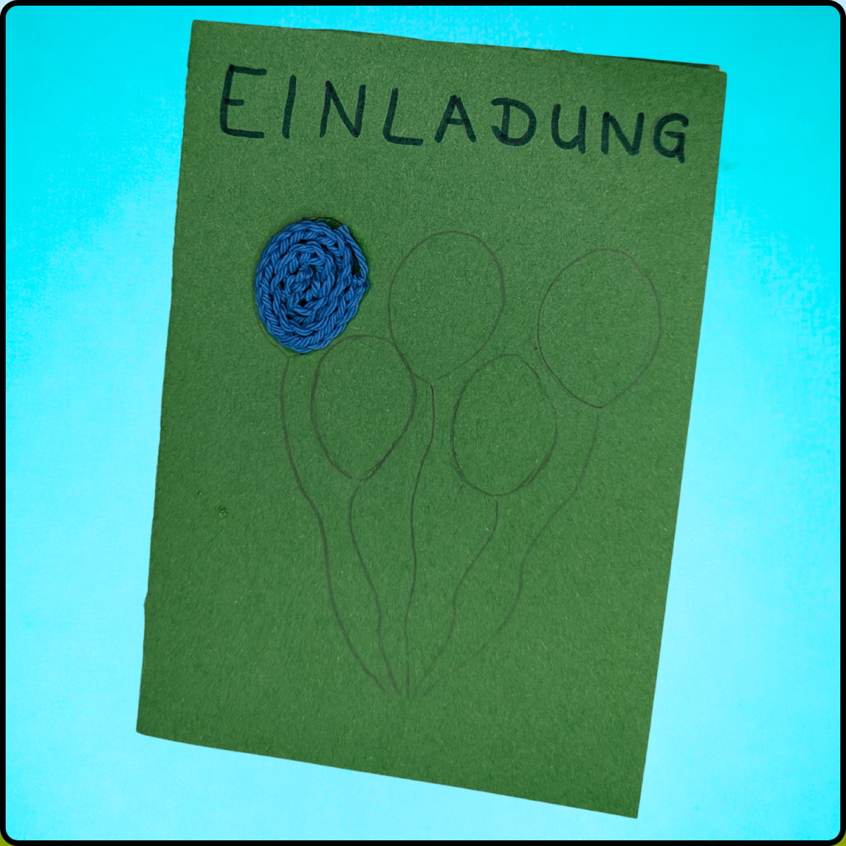 Luftmaschenkette aufgeklebt