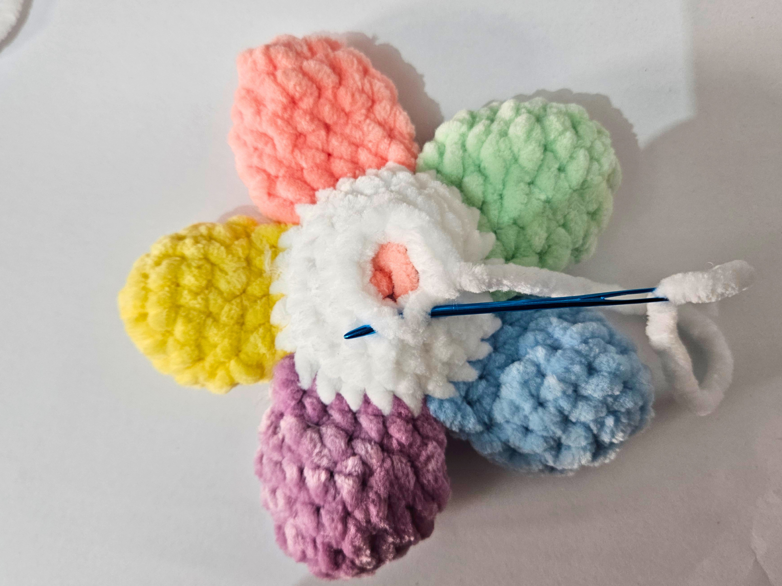 Blog content image for 'Crochet a Sakura – a soft cherry blossom made with chenille yarn'