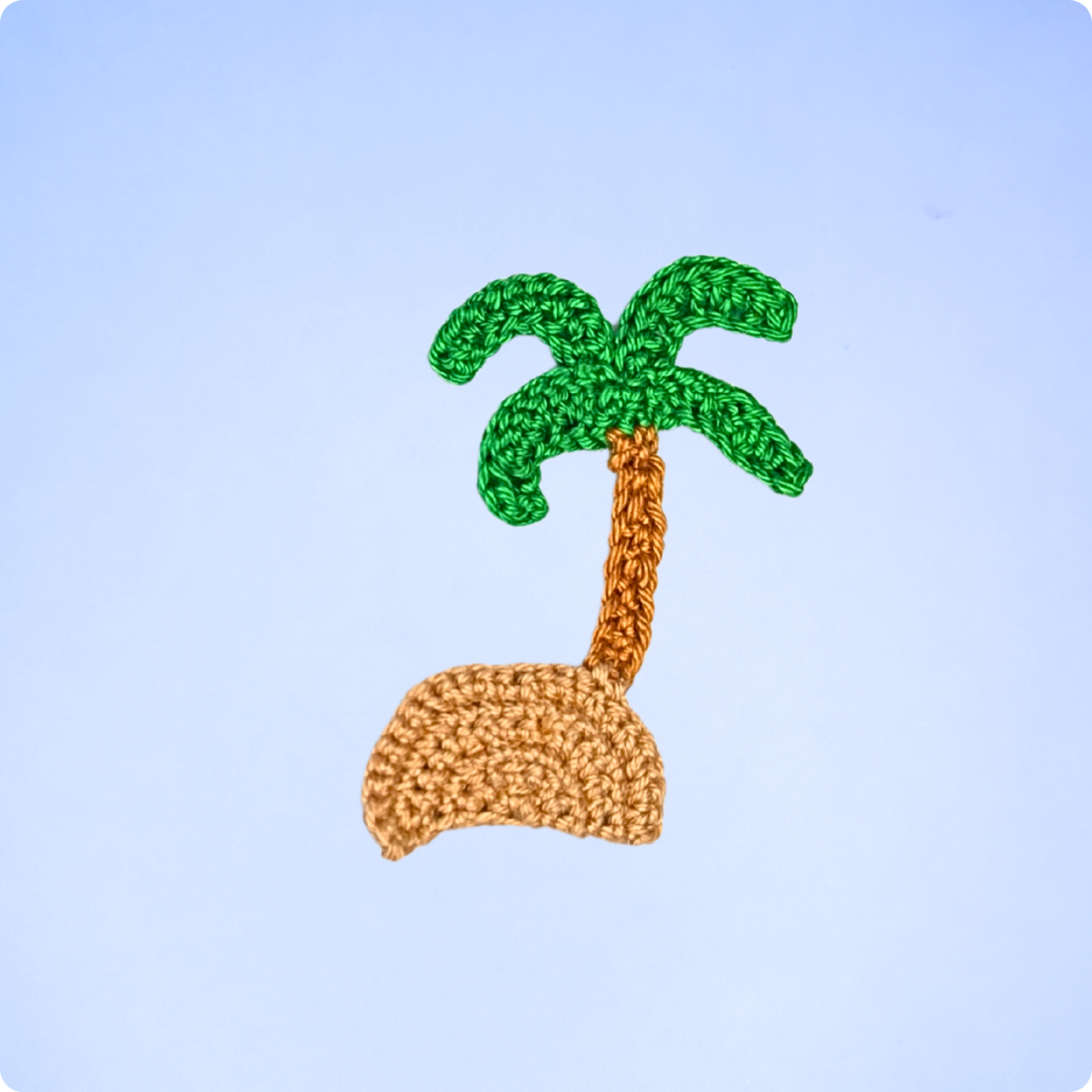 Blog-Inhaltsbild für 'Sommerliche Häkelapplikationen – Insel mit Palme, Eis am Stiel & Sonne einfach selber häkeln'