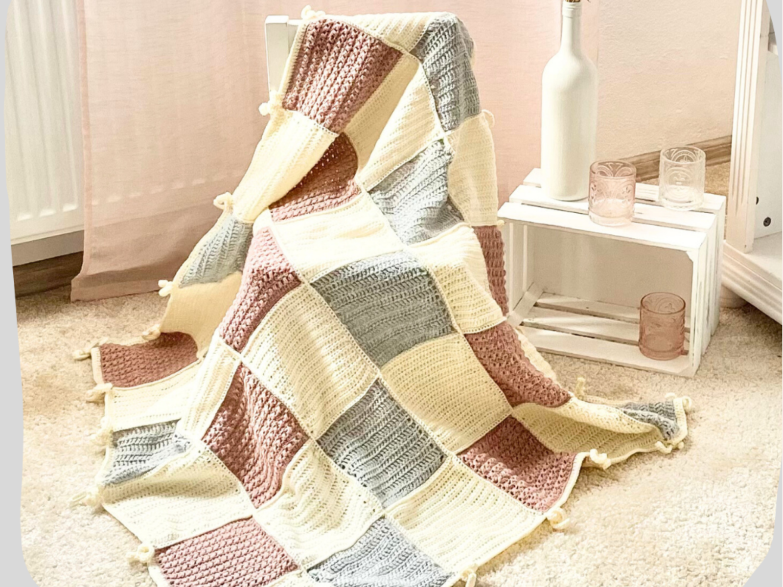 Blog-Inhaltsbild für 'Anfängerdecke, Häkeln lernen mit Wolldiamant'