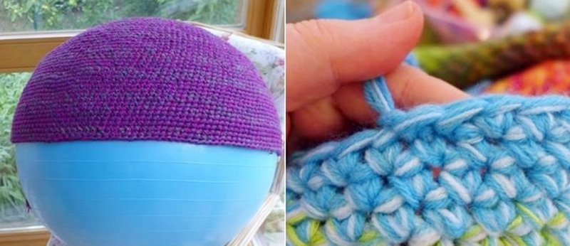 Blog-Inhaltsbild für 'Kostenlose Häkelanleítung Bezug für Sitzball aus Wollresten'