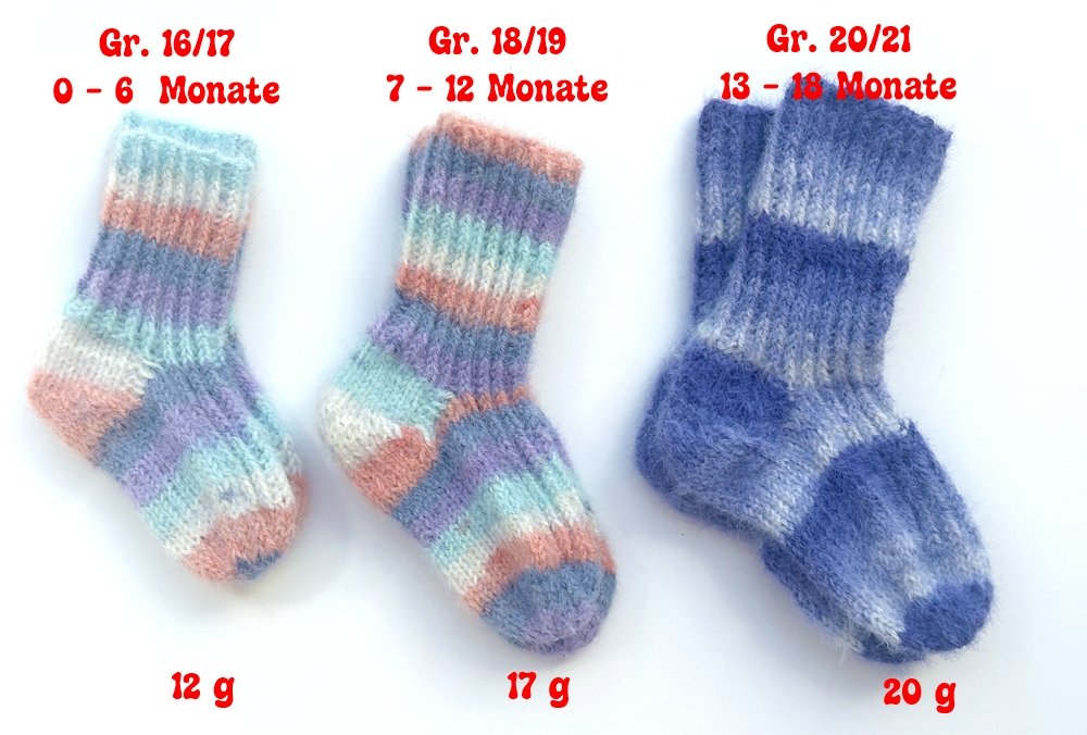 Blog-Inhaltsbild für 'Strickanleitung für Babysöckchen in 3 Größen'