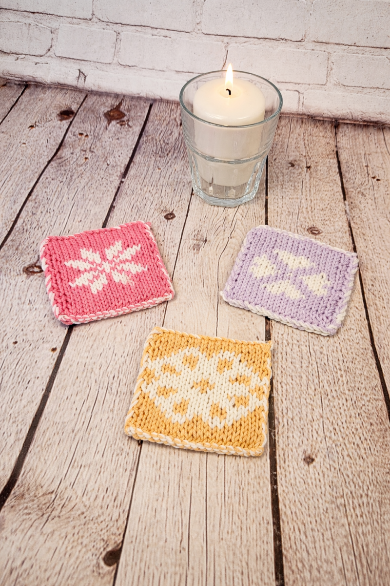 Blog content image for 'Spring-inspired knitted coasters – a free knitting pattern'