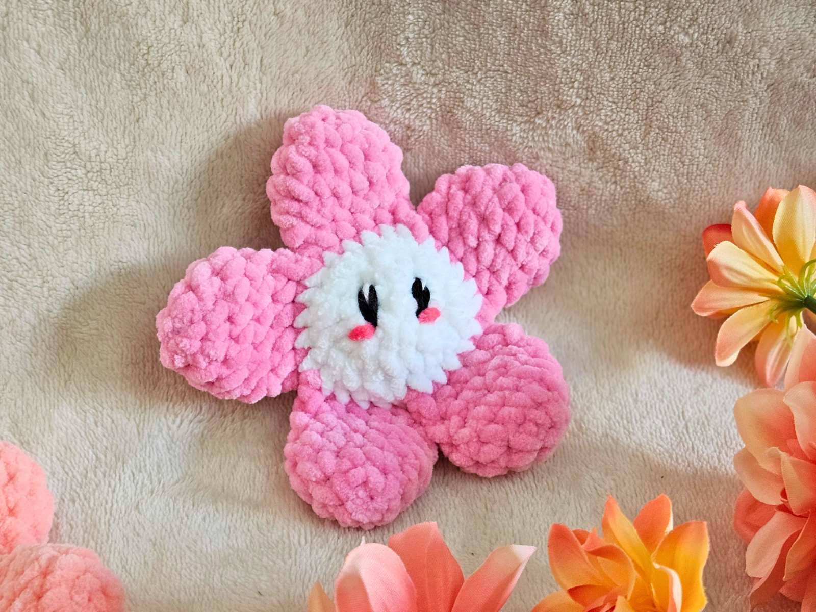 Blog content image for 'Crochet a Sakura – a soft cherry blossom made with chenille yarn'