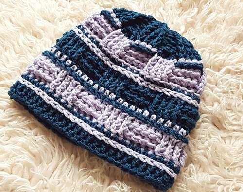 Blog-Inhaltsbild für 'Mütze "Miss Sporty" kostenlose Häkelanleitung'