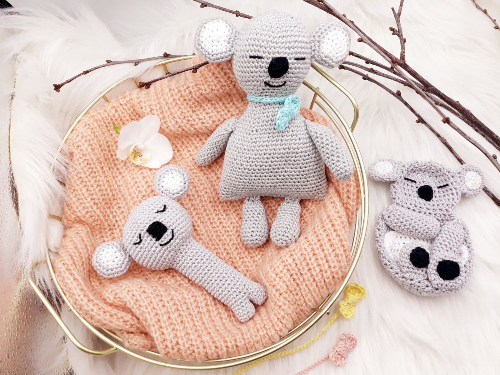 Blog-Inhaltsbild für 'Zwuckel Koala Kajo, Schmusetuch, kostenlose Häkelanleitung'