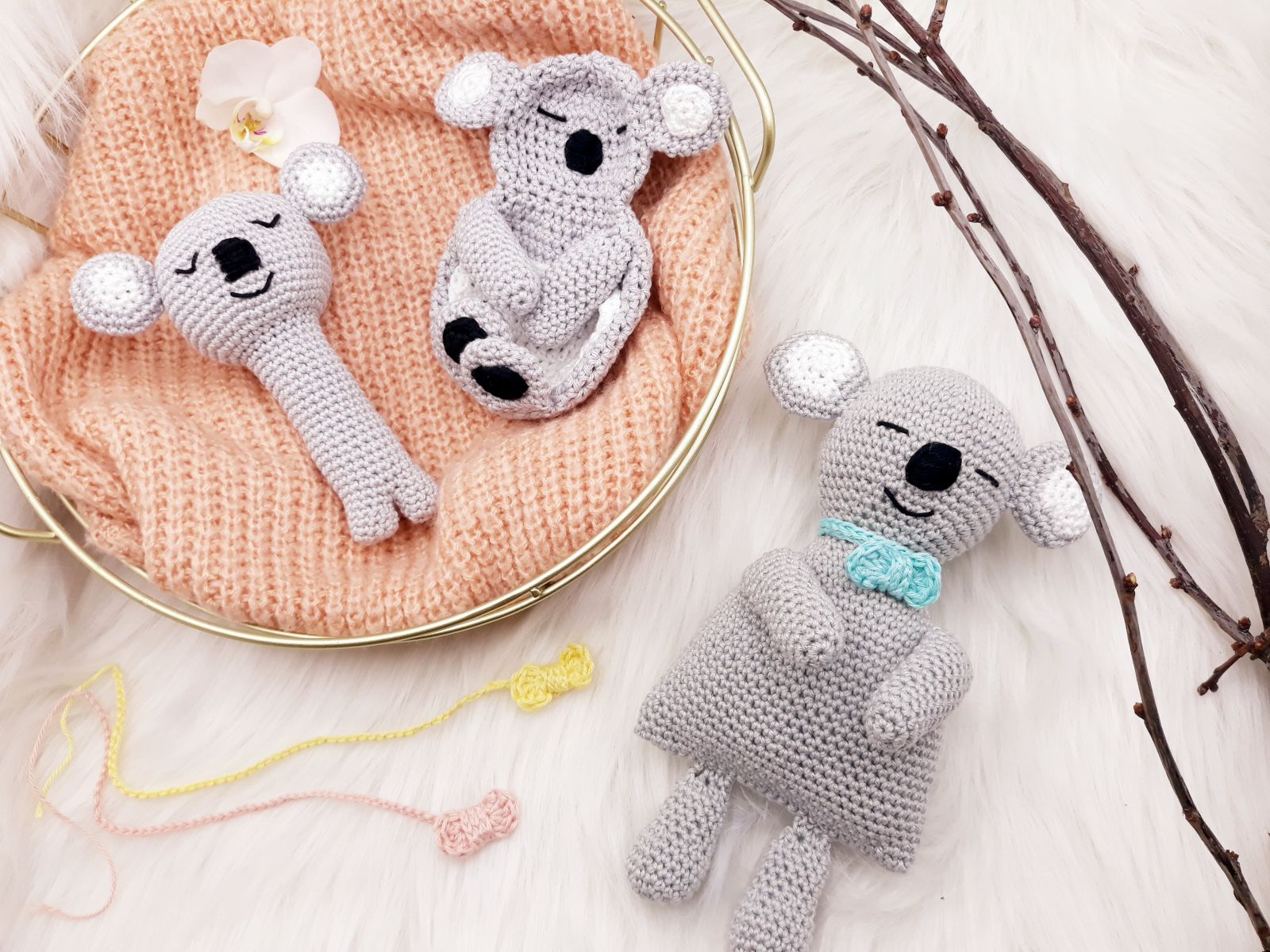 Blog content image for 'Zwuckel Koala Kajo, Rassel, kostenlose Häkelanleitung'