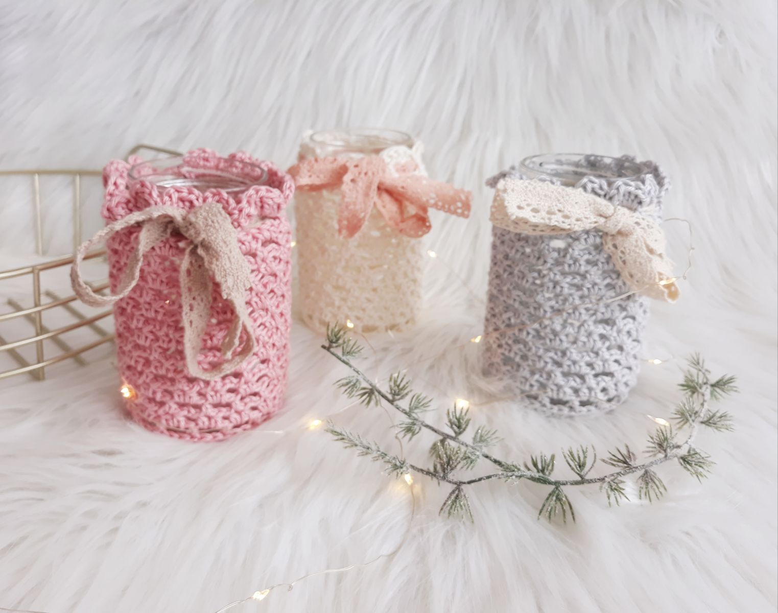 Blog-Inhaltsbild für 'idyllische Windlichter, kostenlose Häkelanleitung'