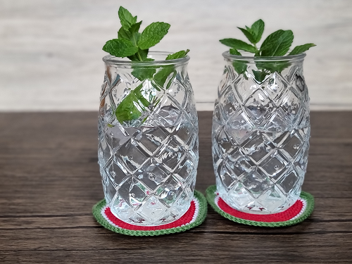 Blog-Inhaltsbild für 'Kostenlose Häkelanleitung für Wassermelonen Untersetzer'