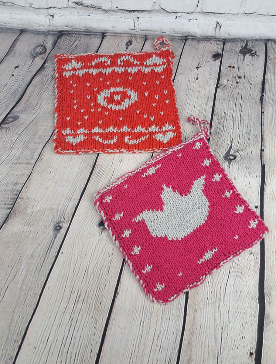 Blog-Inhaltsbild für 'Gratis Strickanleitung Frühlings Topflappen'