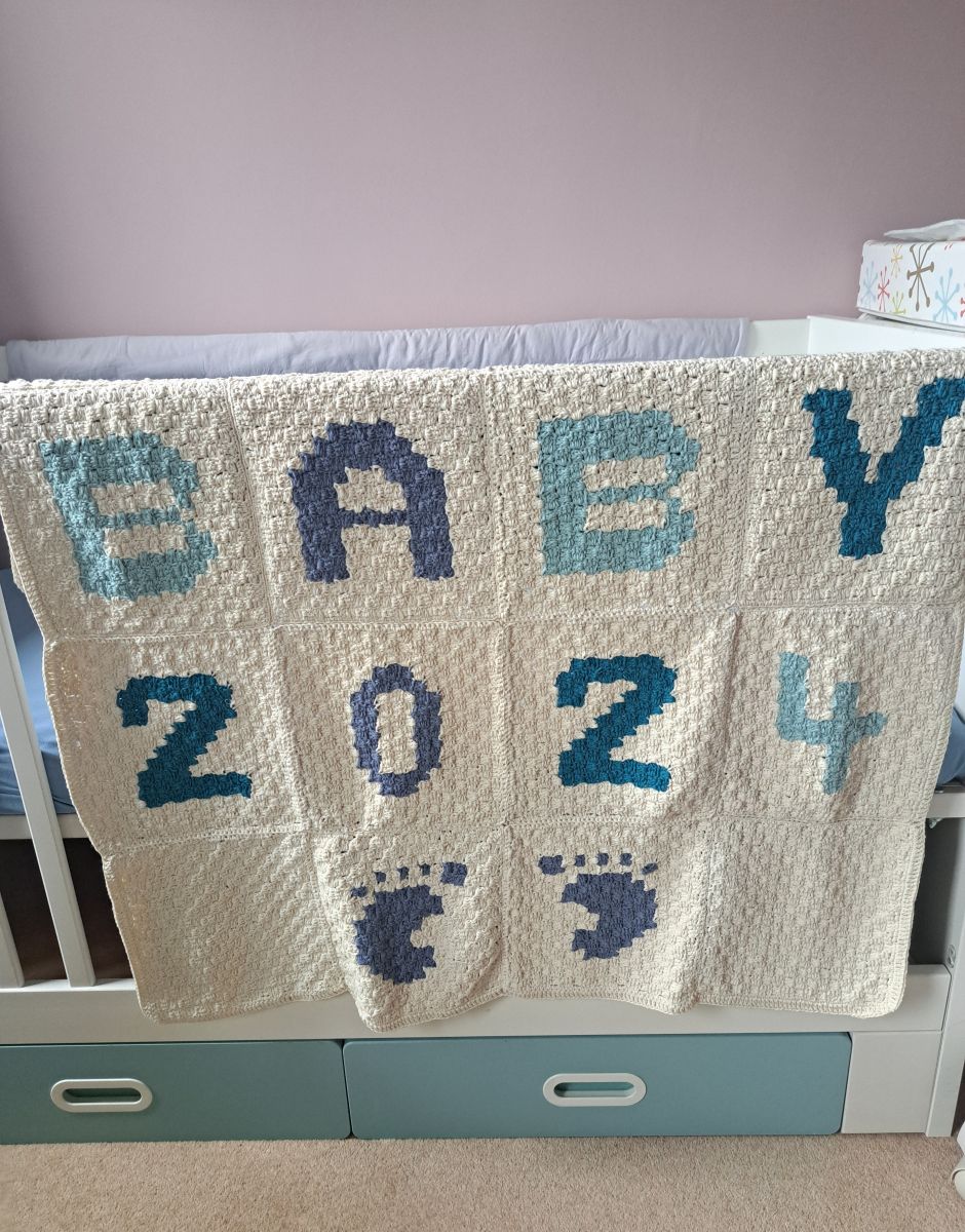 Blog-Inhaltsbild für 'Free Crochet pattern for a Name Blanket in C2C'