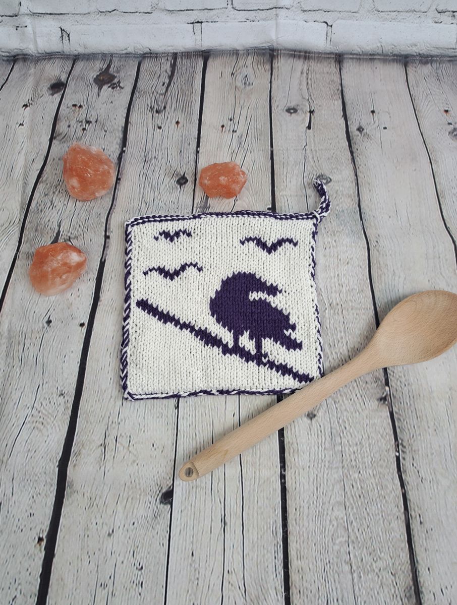 Blog-Inhaltsbild für 'Gratis Strickanleitung für einen Vogel Topflappen in Double Face'