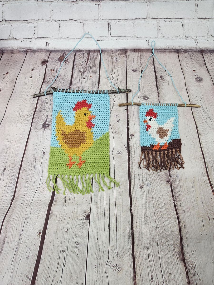 Blog content image for 'Crochet Your Own Cute Chicken Wall Hangers – Free Pattern'