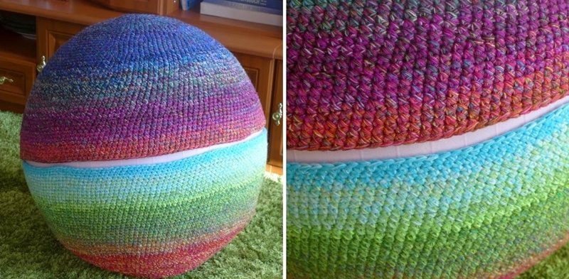 Blog-Inhaltsbild für 'Kostenlose Häkelanleítung Bezug für Sitzball aus Wollresten'