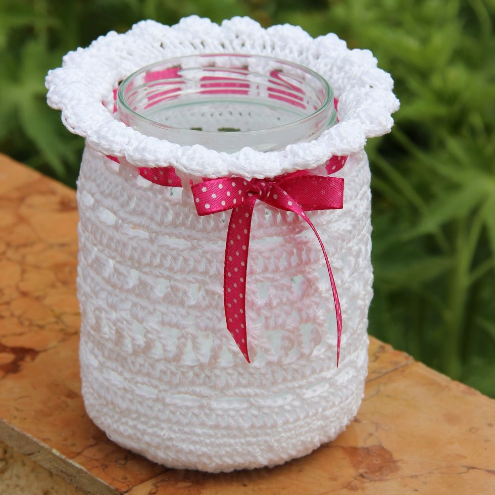 Blog-Inhaltsbild für 'Wollreste - Ideen und Anregungen + Gratis Häkelanleitung für ein Windlicht'