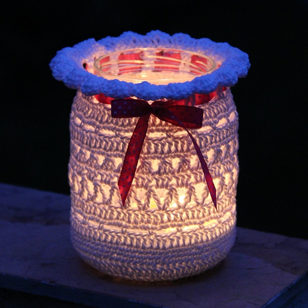 Blog-Inhaltsbild für 'Wollreste - Ideen und Anregungen + Gratis Häkelanleitung für ein Windlicht'