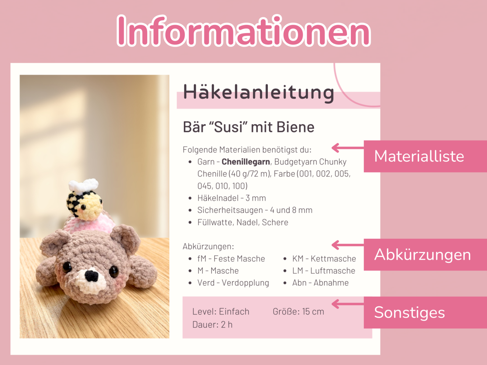 Blog-Inhaltsbild für 'Wie man Häkelanleitungen für Amigurumis richtig liest – mit Beispiel'