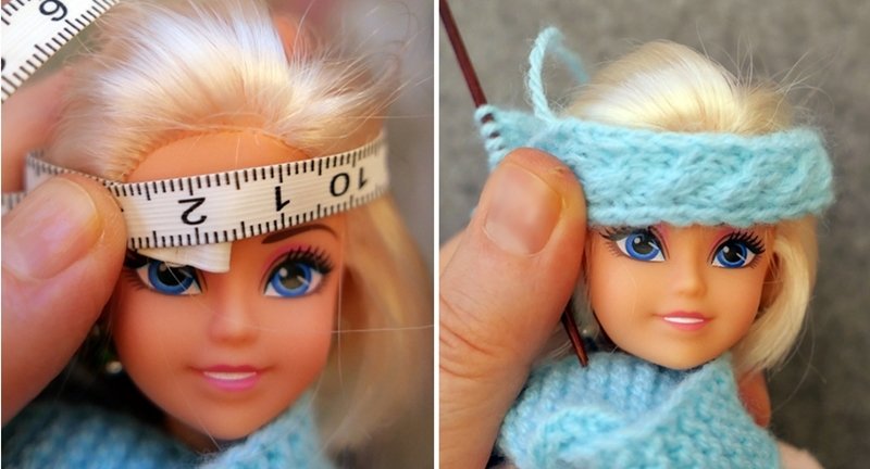 Blog-Inhaltsbild für 'Schal und Mütze für kleine Modepuppen - Kostenlose Strickanleitung'