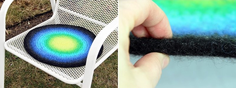 Blog-Inhaltsbild für 'Gefilztes rundes Sitzkissen aus Wollresten'