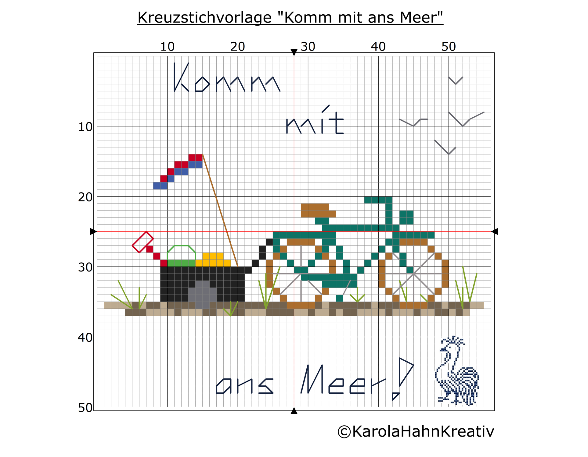 kreuzstichvorlage komm mit ans meer