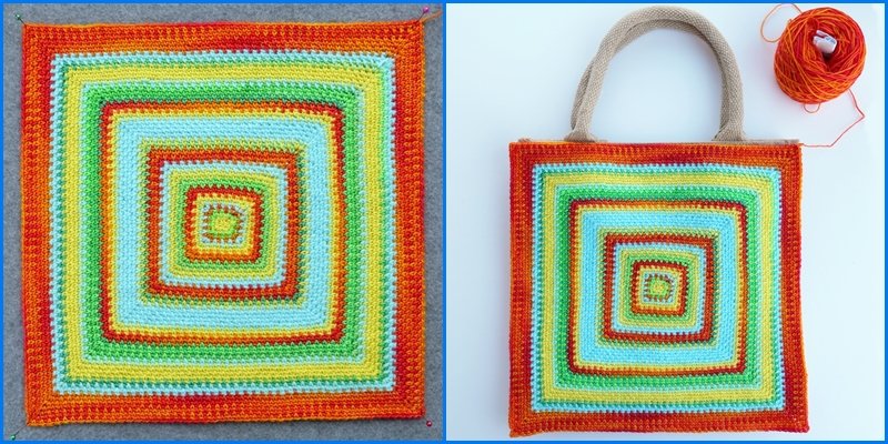 Blog-Inhaltsbild für 'Geniales Häkelmuster von innen nach außen - Kostenlose Häkelanleitung für Tasche'