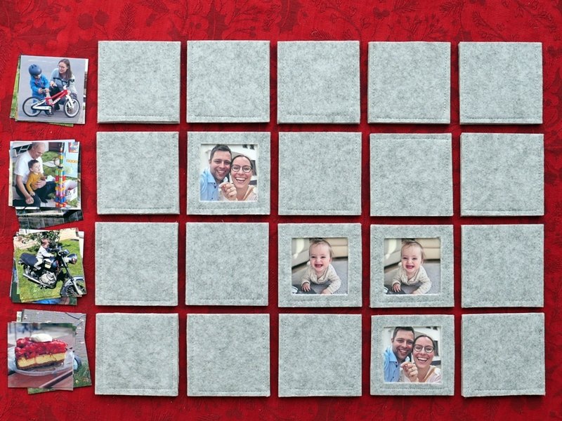 Blog-Inhaltsbild für 'Kostenlose Bastelanleitung Memory-Spiel aus Filz mit Wechselbilderrahmen'