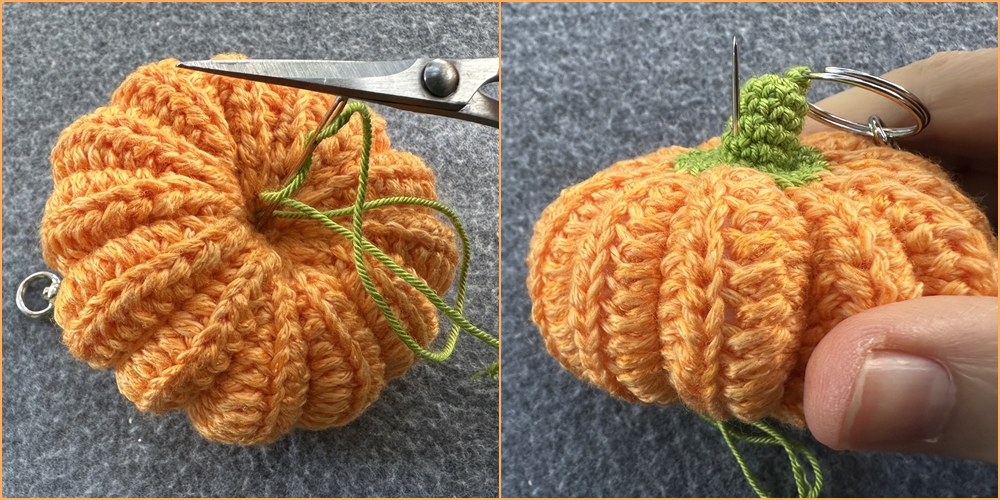 Blog-Inhaltsbild für 'Kleine Kürbisse als Schlüsselanhänger oder Taschenbaumler häkeln'