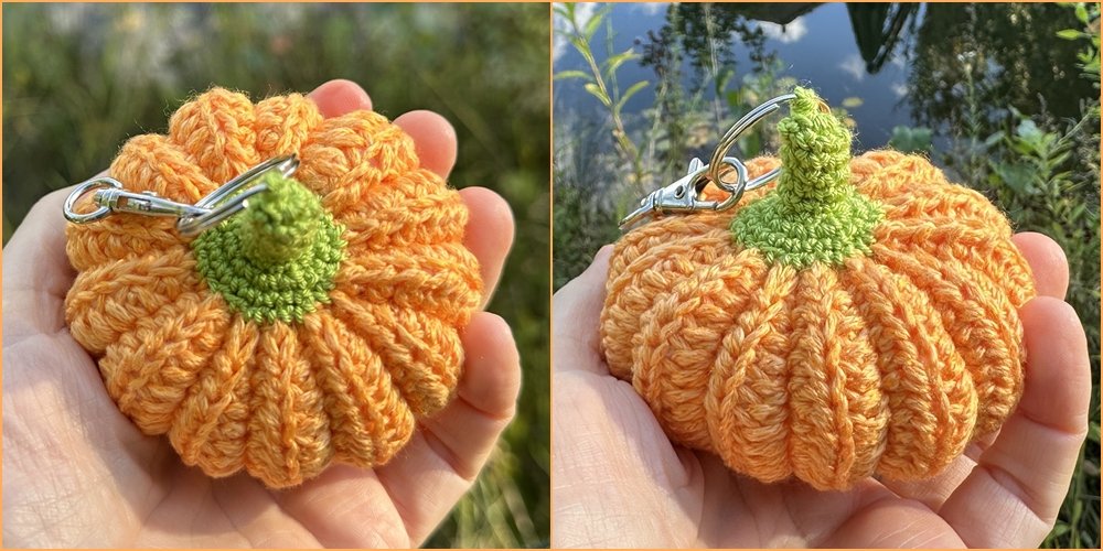 Blog-Inhaltsbild für 'Kleine Kürbisse als Schlüsselanhänger oder Taschenbaumler häkeln'