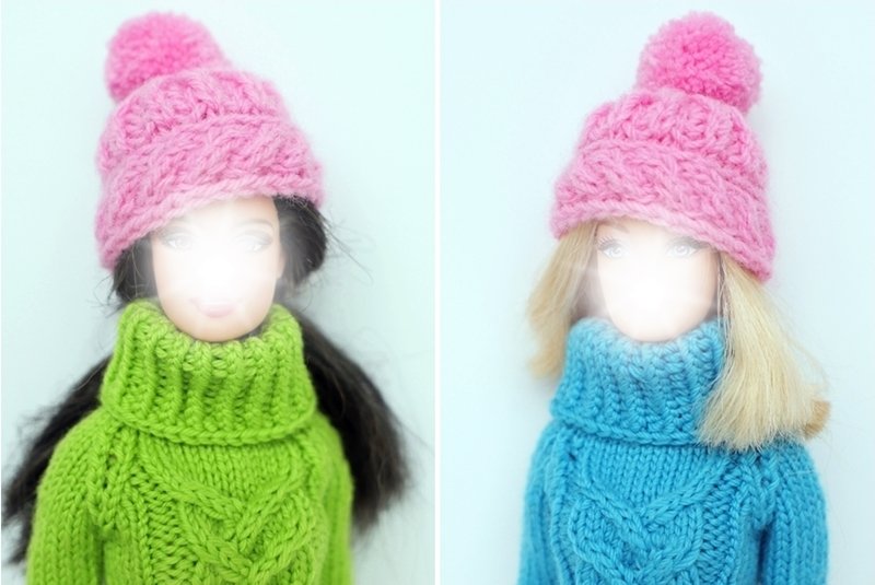 Blog-Inhaltsbild für 'Schal und Mütze für kleine Modepuppen - Kostenlose Strickanleitung'
