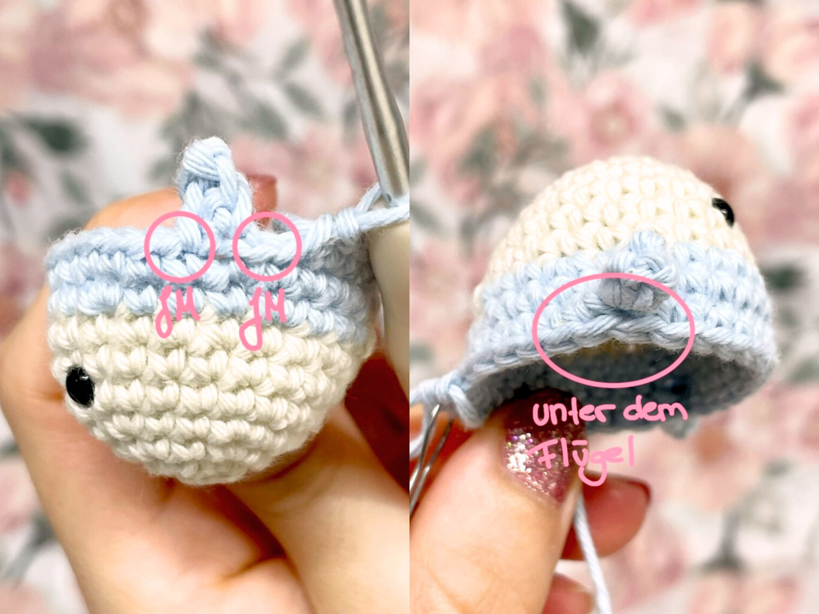 Blog-Inhaltsbild für 'Kostenlose Häkelanleitung – Amigurumi Papagei häkeln'