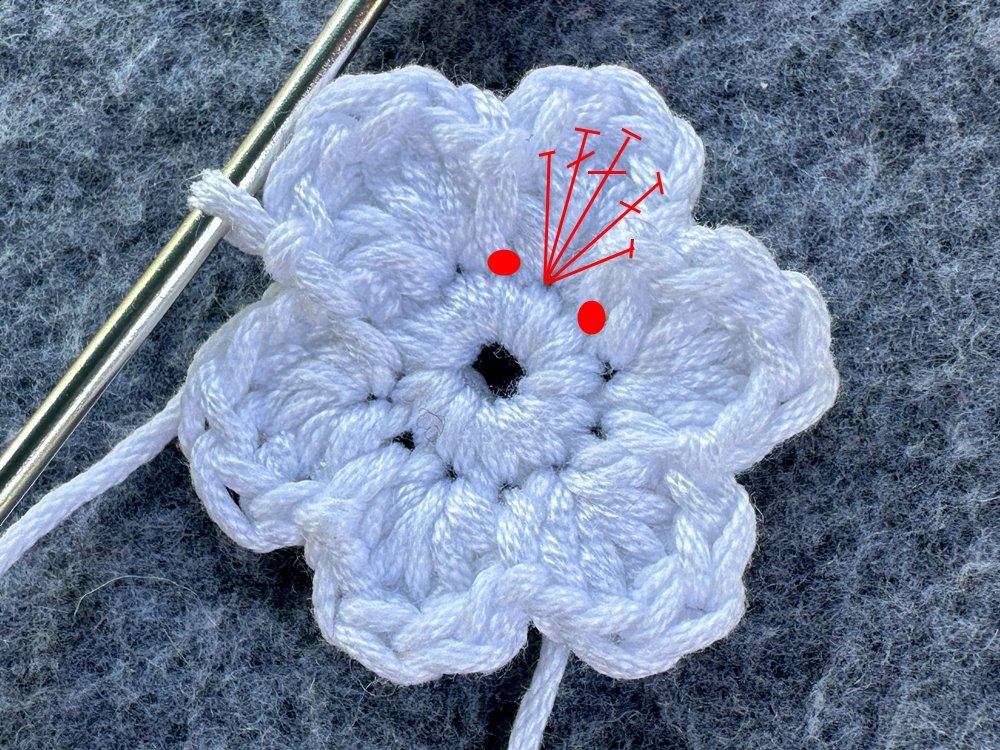 Blog-Inhaltsbild für '3D-Blüte - Schnell aus Garnresten gehäkelt'