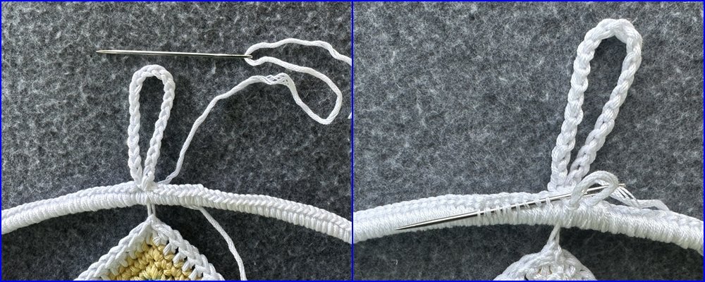 Blog-Inhaltsbild für 'Dekorativer Anhänger aus bunten Garnresten - Kostenlose Häkelanleitung'