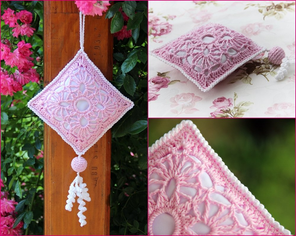 Blog-Inhaltsbild für 'Verspieltes Duftkissen oder Deko aus Garnresten - Kostenlose Häkelanleitung'