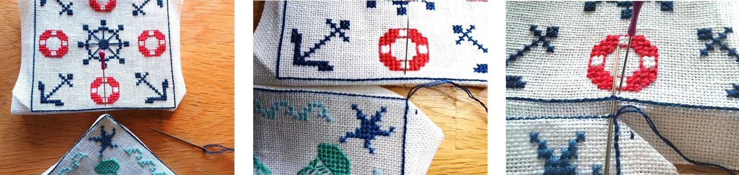 how to sew the biscornu assembling