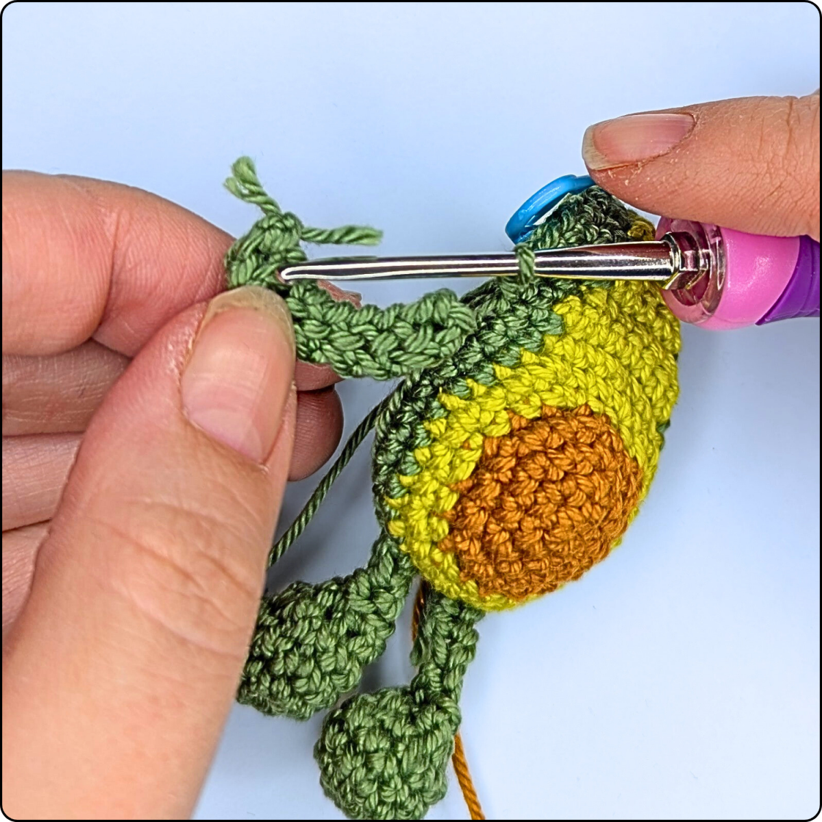 Blog content image for 'Free No-Sew Crochet Pattern: Avocado Keychain'
