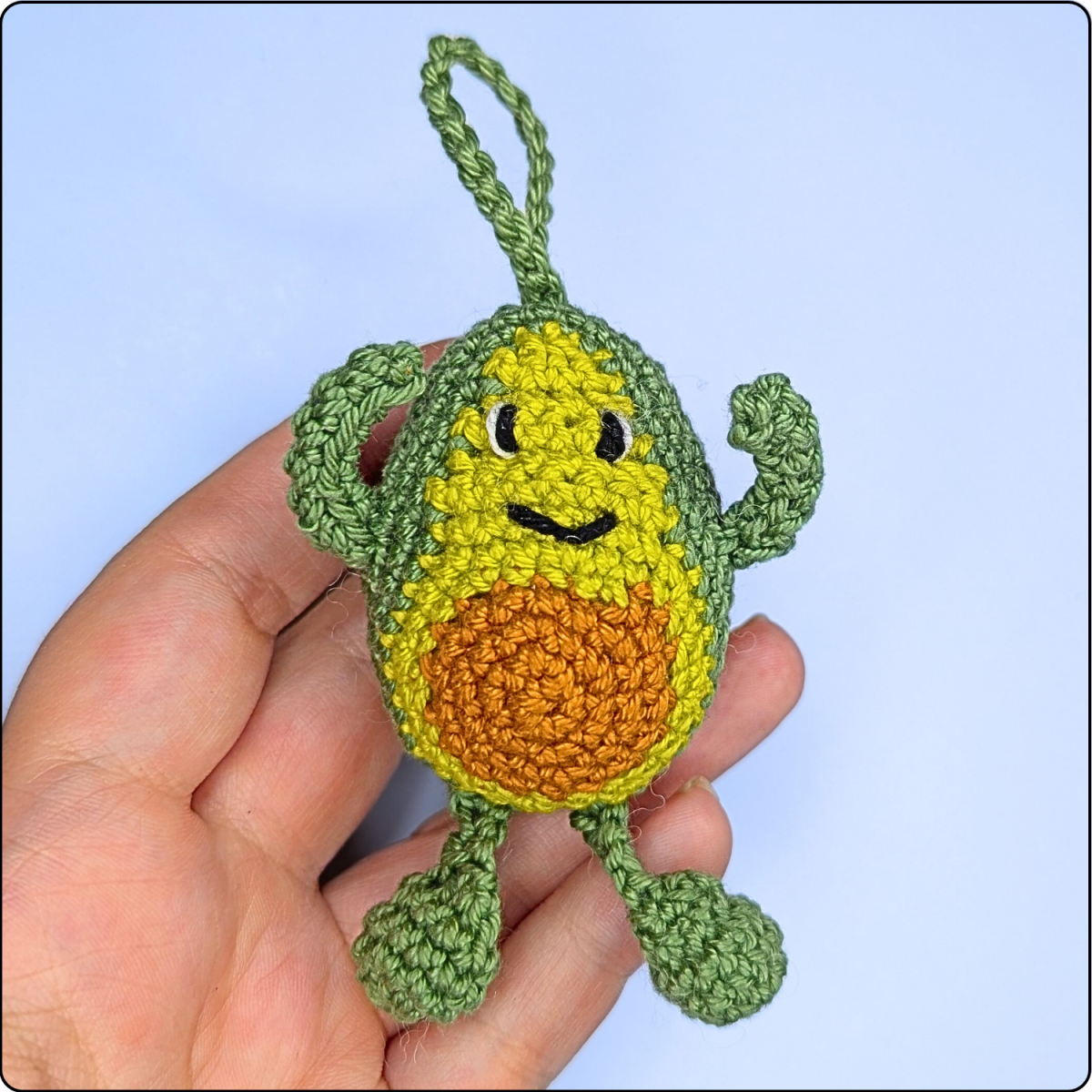 Blog content image for 'Free No-Sew Crochet Pattern: Avocado Keychain'