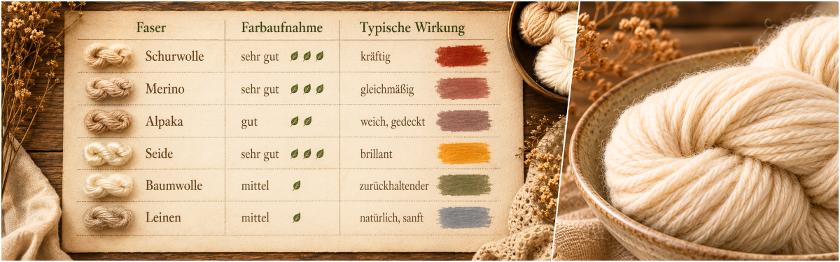 Blog-Inhaltsbild für 'WissensMaschen: Wolle natürlich färben – Schritt für Schritt zum eigenen Farbunikat & 50 Naturfarbstoffe'