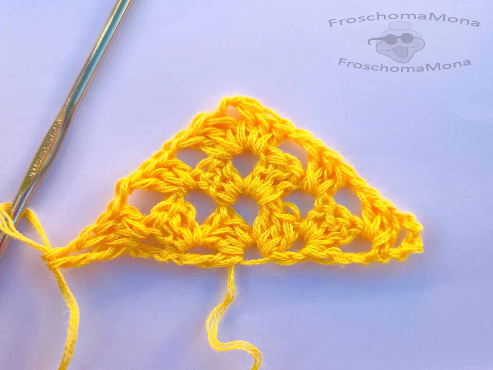 Das Bild zeigt die fertig gehäkelten Reihen 1 bis 3.