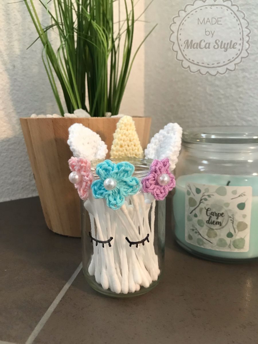 Blog-Inhaltsbild für 'Häkel- & Bastelanleitung für Einhorn Glas'