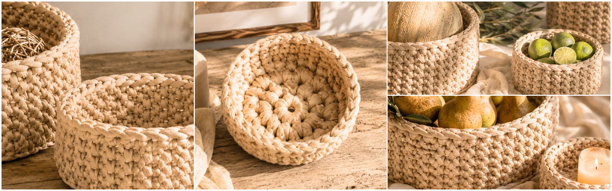 Blog-Inhaltsbild für 'TrendMaschen: Gestrickte & gehäkelte Körbe und Wohnaccessoires – warum sie plötzlich wieder modern wirken - inklusive Gratisanleitung'