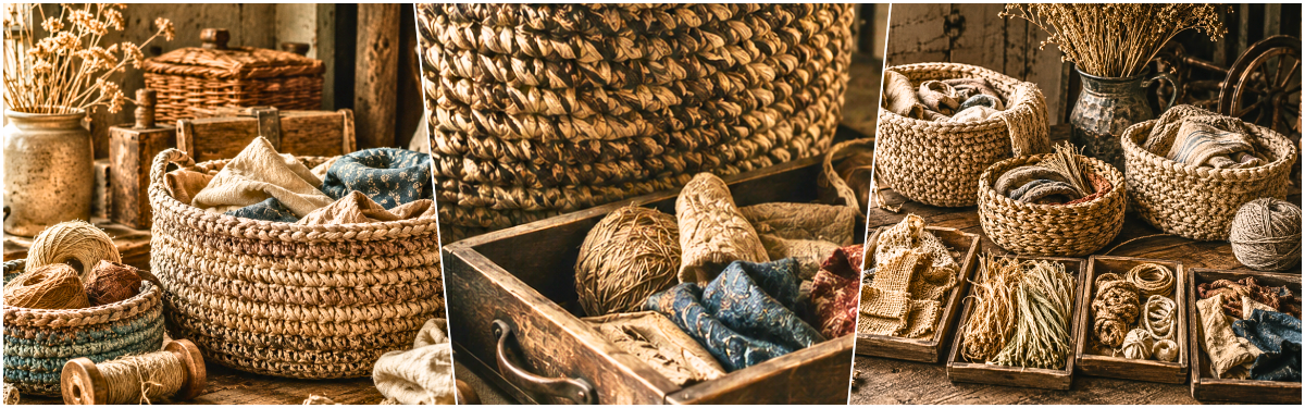 Blog-Inhaltsbild für 'TrendMaschen: Gestrickte & gehäkelte Körbe und Wohnaccessoires – warum sie plötzlich wieder modern wirken - inklusive Gratisanleitung'