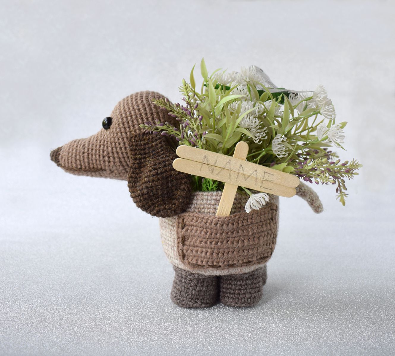 Blog content image for 'Cachepot « Dog ». 2 in 1: Crochet or knit'