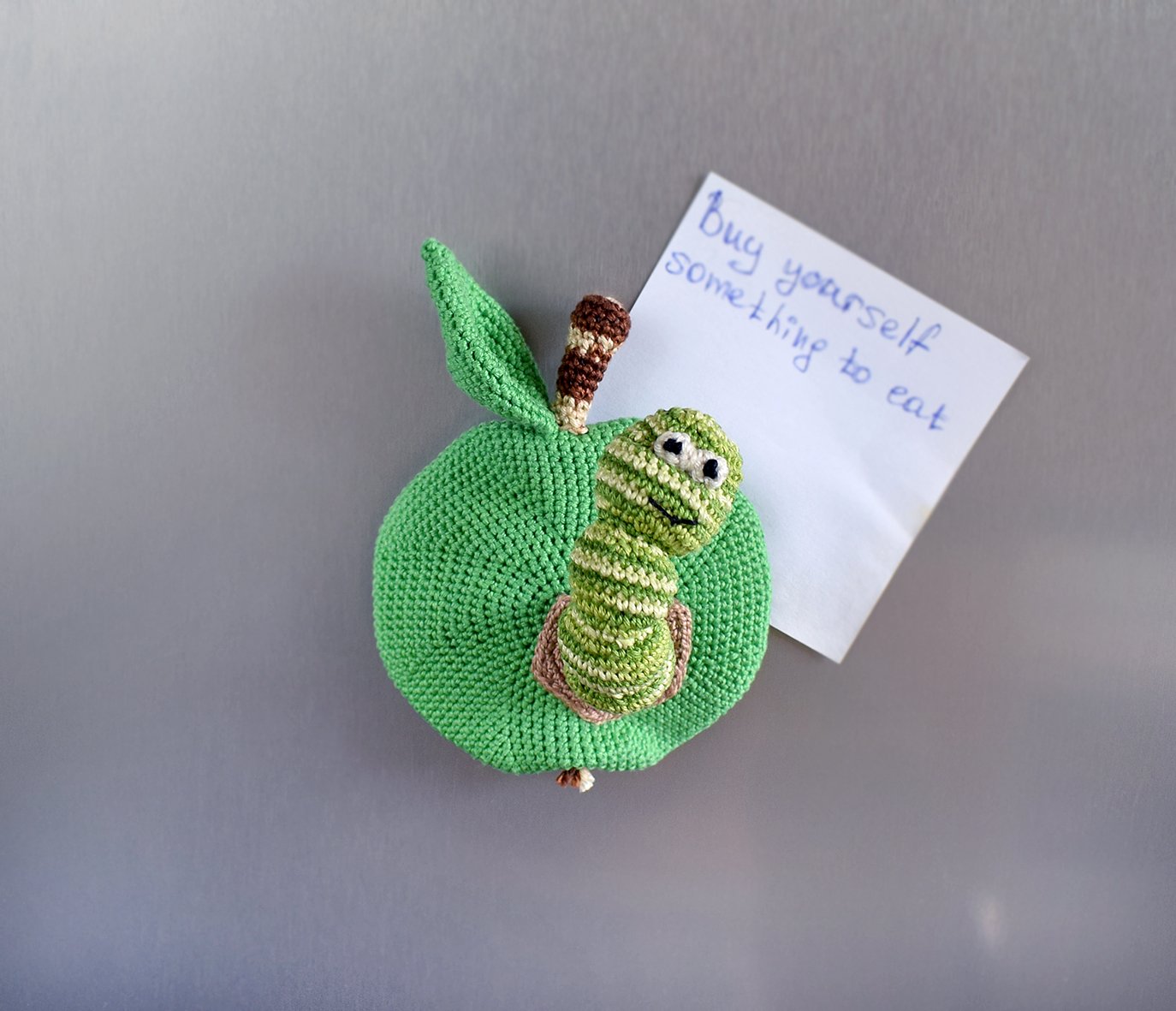 Blog content image for 'Crochet Magnet "Apple with Worm"'