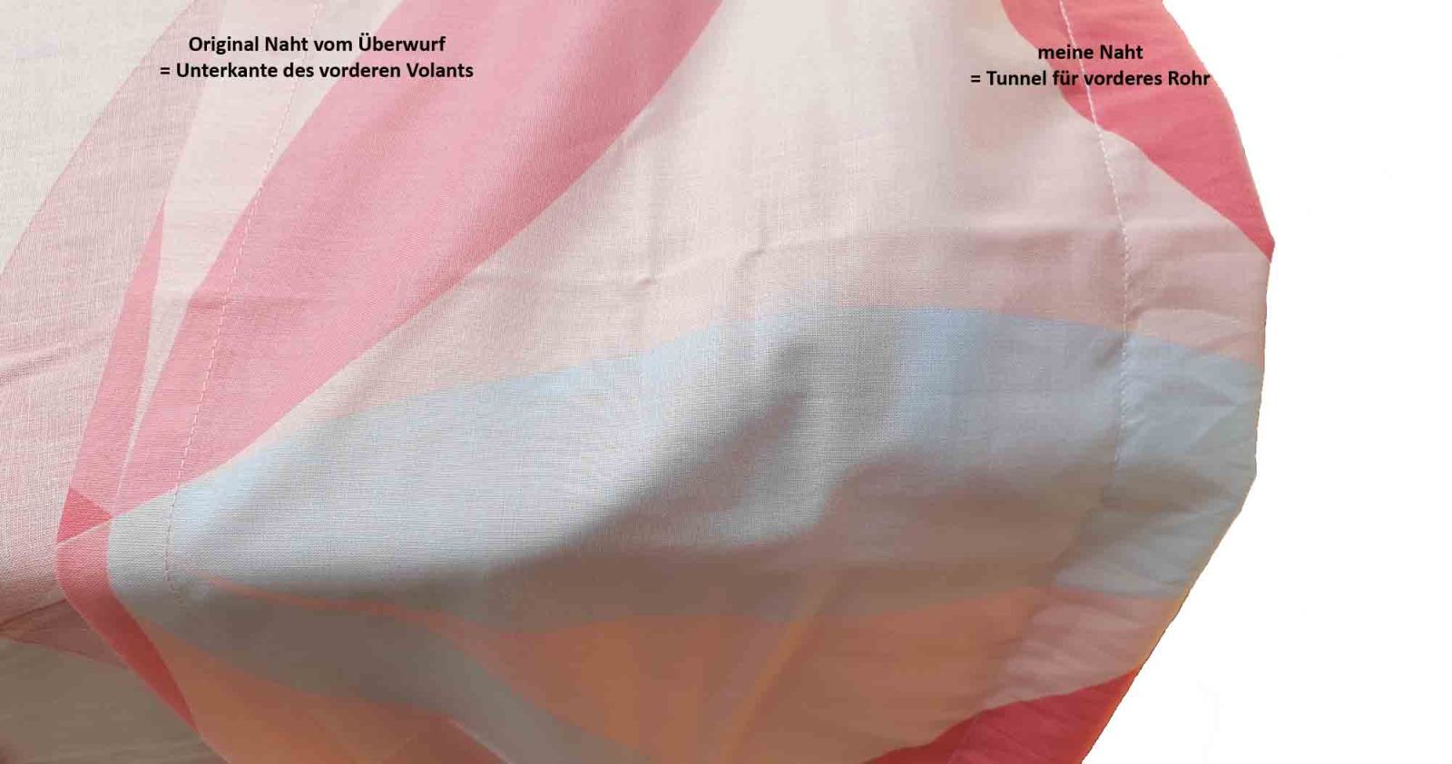 Bild mit der neuen Naht - der erste Volant ist fertig.