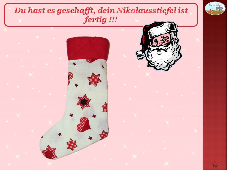 Blog-Inhaltsbild für 'Kostenlose Anleitung mit Schnittmuster für eine Nikolaus Socke'