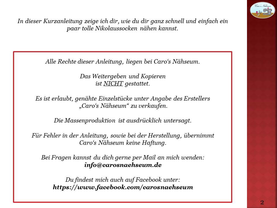 Blog-Inhaltsbild für 'Kostenlose Anleitung mit Schnittmuster für eine Nikolaus Socke'