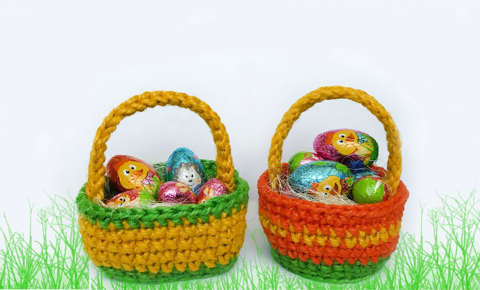 Gratis Anleitung Osterkörbchen aus Jute-Garn schnell gehäkelt, für Anfänger Gratis Anleitung Osterkörbchen aus Jute-Garn schnell gehäkelt, für Anfänger