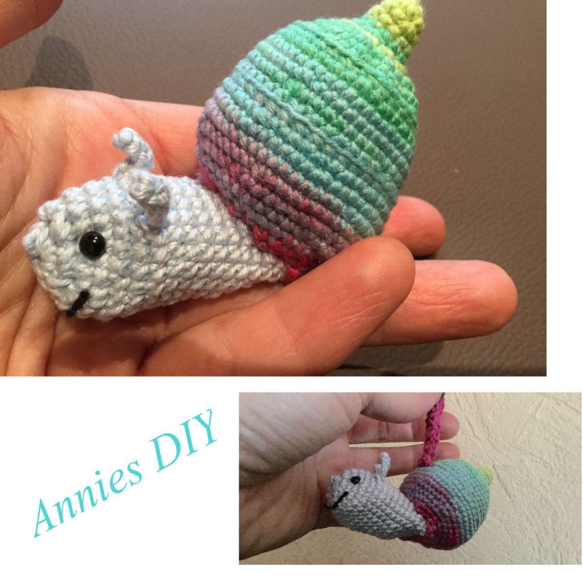 Blog-Inhaltsbild für 'Kostenlose Häkelanleitung Taschenbaumler Schnecke'