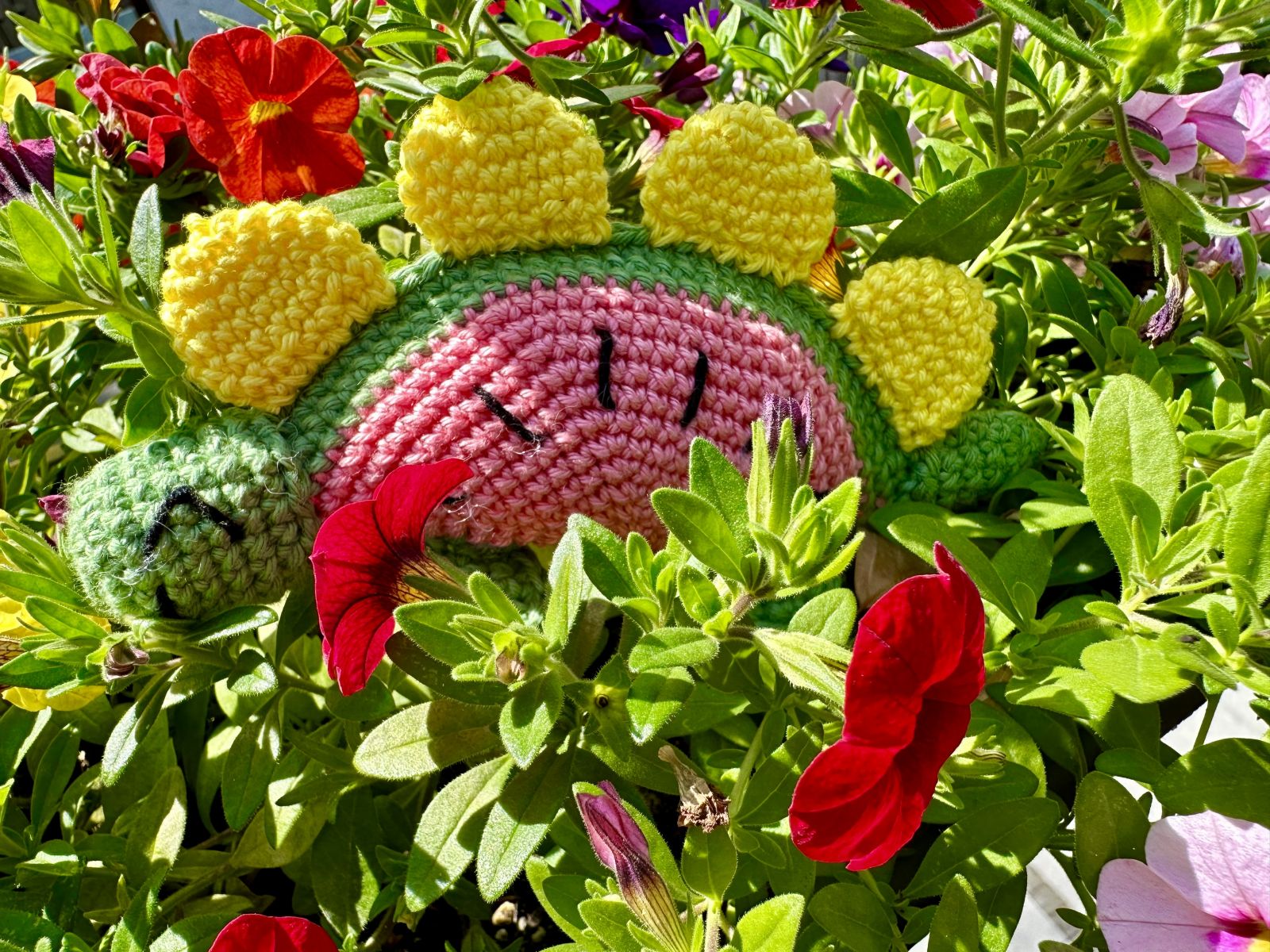 Blog-Inhaltsbild für 'Häkelanleitung für den Melonendino, der quietschen, rasseln oder knistern kann'